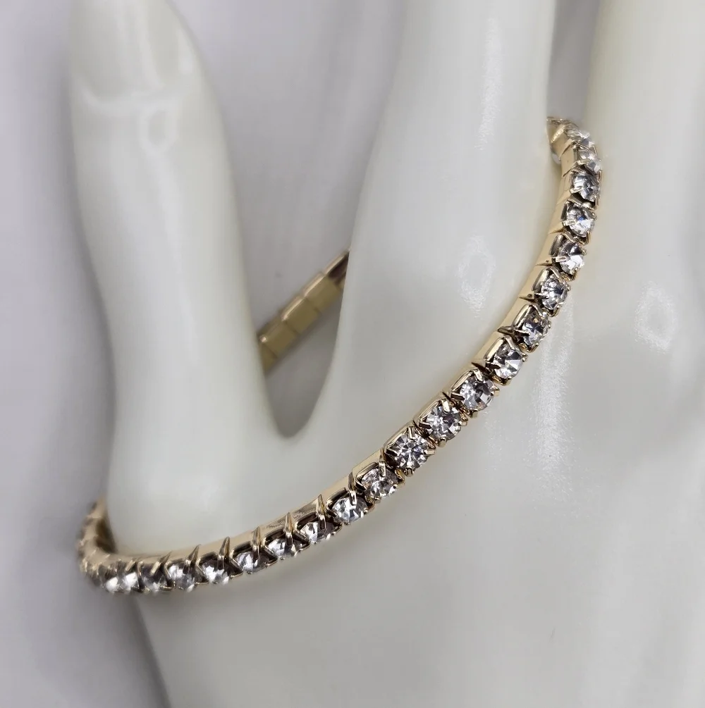 Swarovski Elements Clear Gold Bracelet Made w Swarovski Crystals